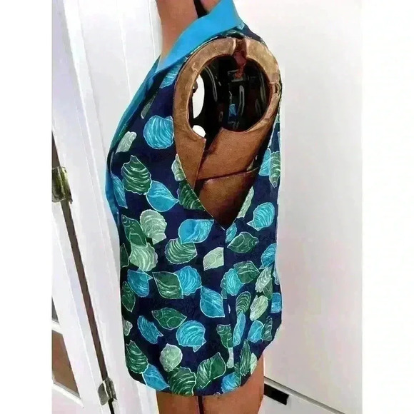 Victoria's Secret Vintage Sz S Shell Print Pajama Top Blouse Blue Gold Label Fun - Picture 6 of 13